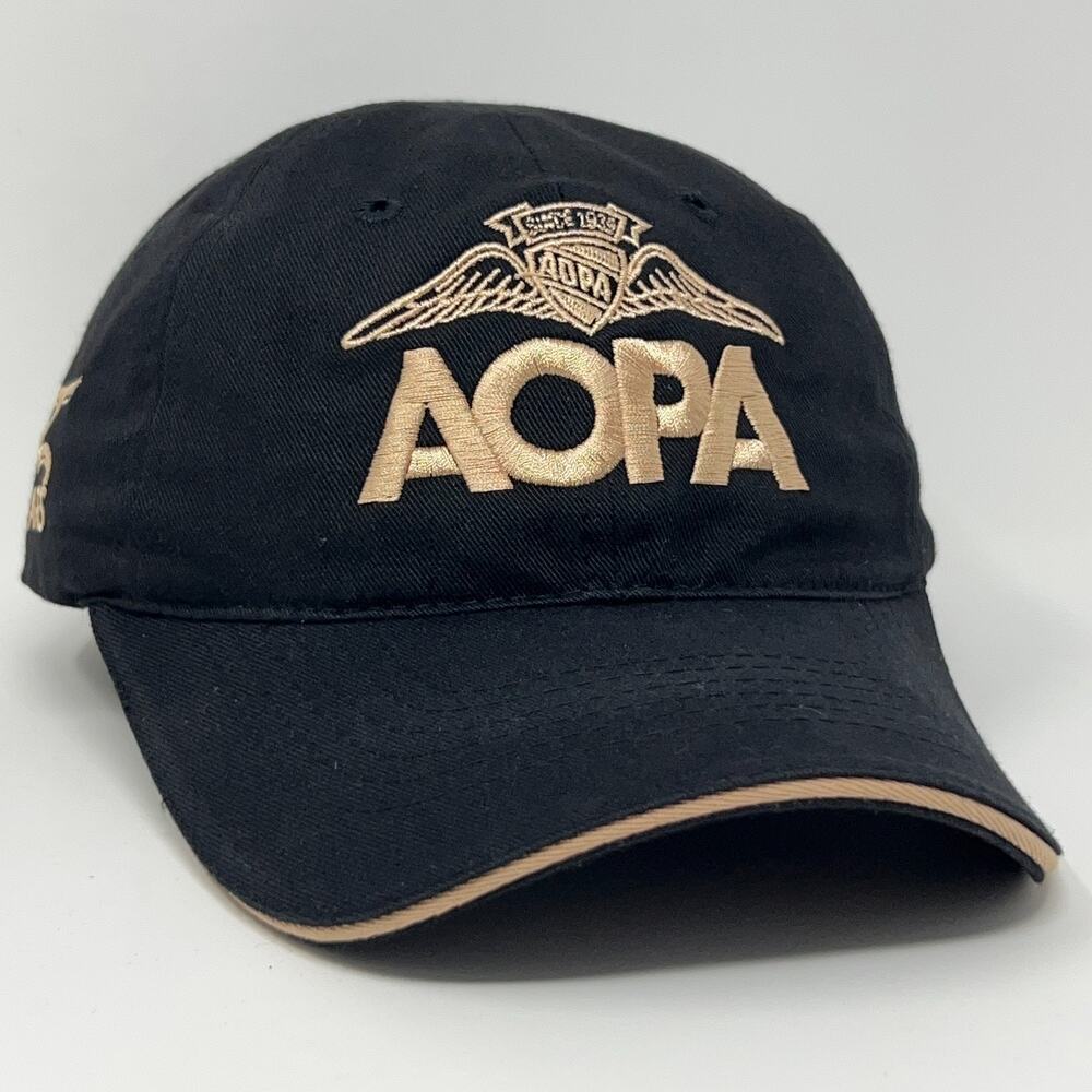 AOPA Aircraft Owners Pilots Assoc Dad Hat Baseball Cap 75 Years Strapback Black
